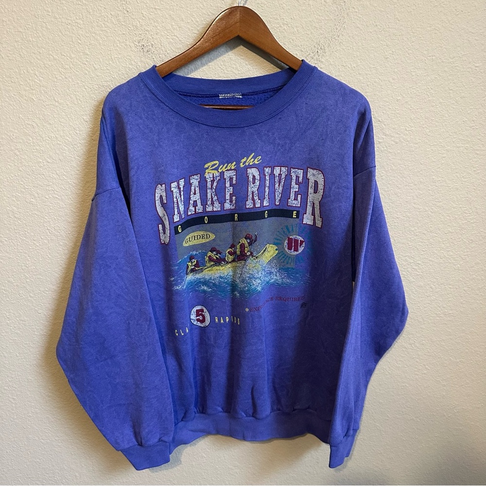 Vintage 90s Run the Snake River Rafting Wyoming Sweatshirt